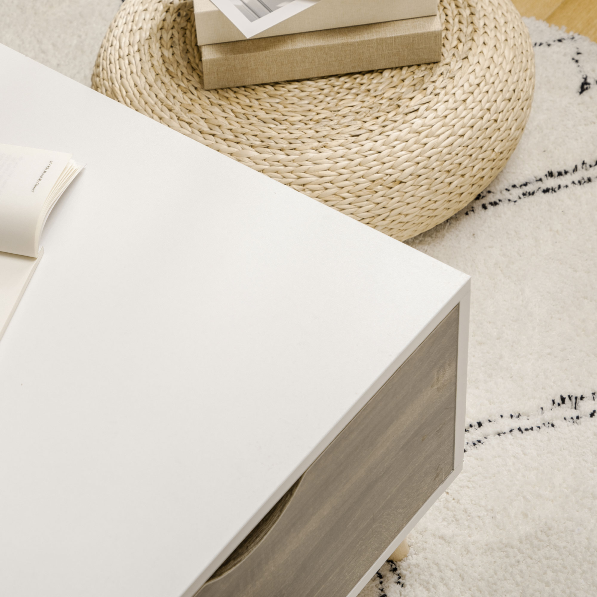 Modern White Coffee Table With Storage Drawers