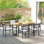 Outsunny Outsunny Wooden Garden Table for 6 with 5cm Parasol Hole for Balcony Terrace - Garden Table