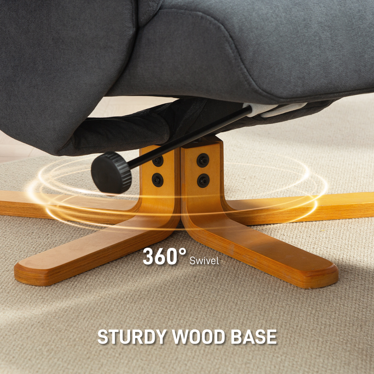 HOMCOM Linen Recliner Chair Wood Base 145 Degree Living Room - HOMCOM - Home Symphony