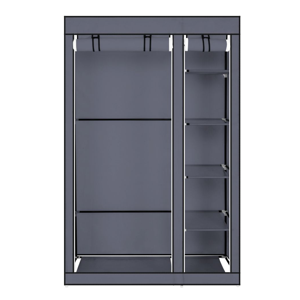 67" Portable Clothes Closet Wardrobe with Non-woven Fabric and Hanging Rod Quick and Easy to Assemble Gray - N/A - Home Symphony