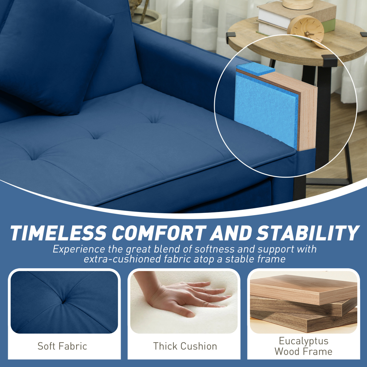 Homcom Sofa Bed L Shaped Click Clack Velvet Cushions Home - HOMCOM - Home Symphony