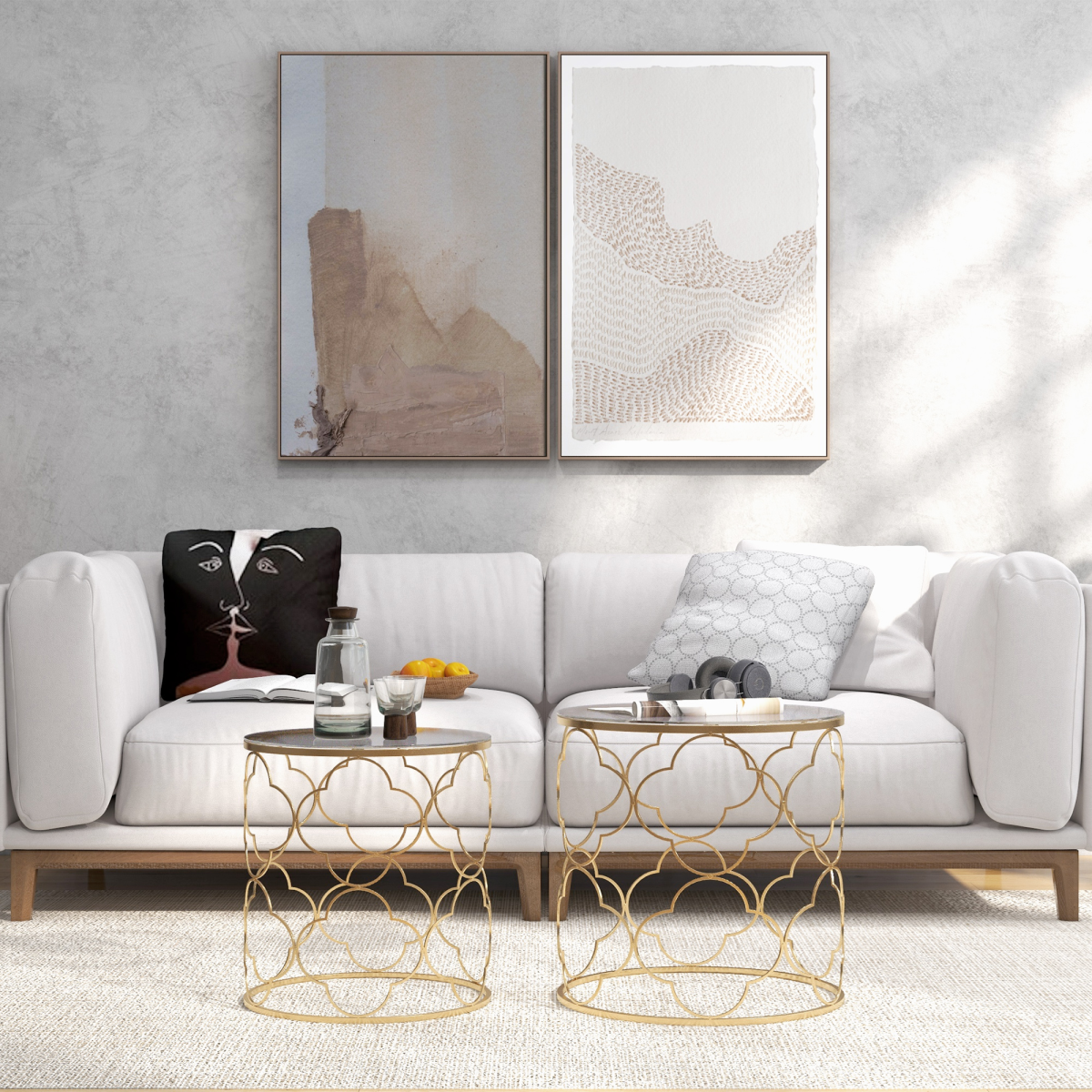 HOMCOM Nesting Tables Two Piece Glass Top Gold Tone For Modern Living Room Decor - HOMCOM - Home Symphony