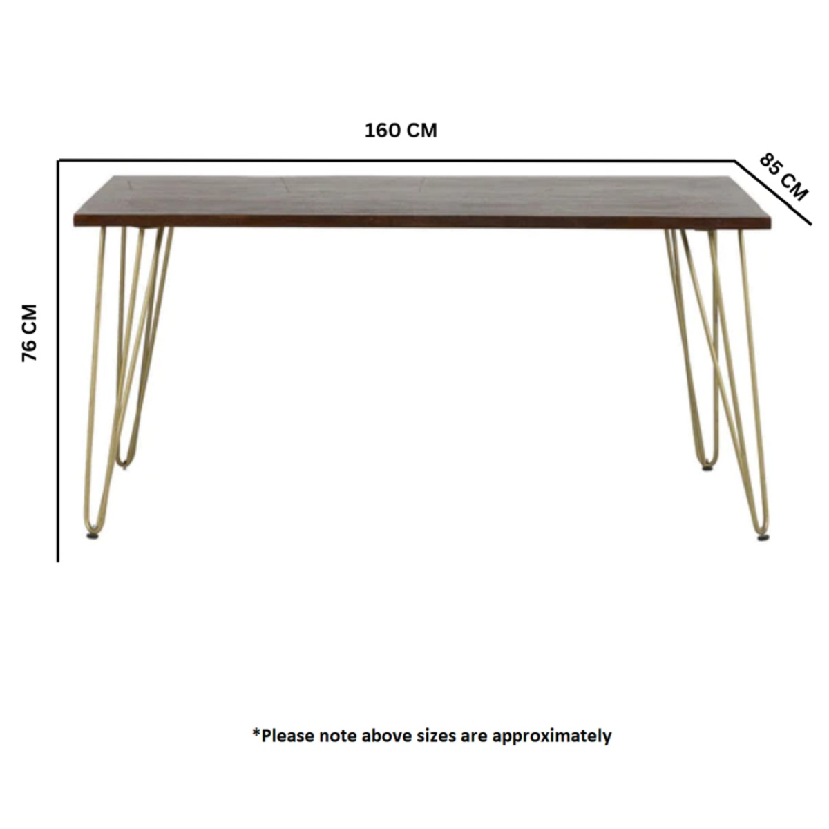 Dark Gold Dining Table Standard with Metal Inlay For Home - Indian Hub - Home Symphony