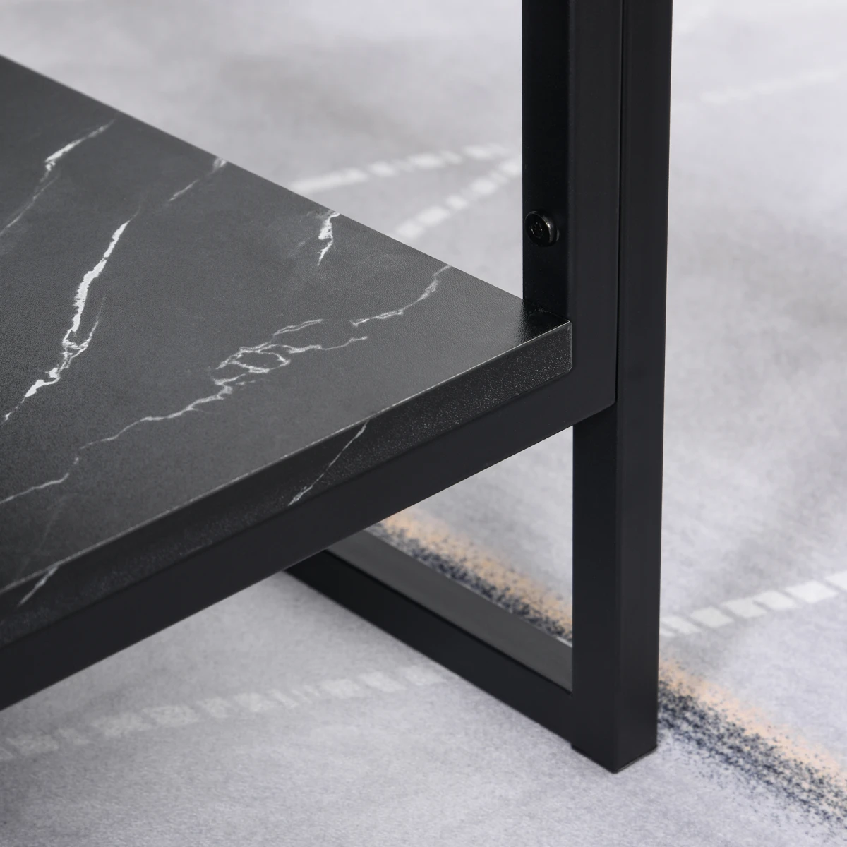 HOMCOM Premium Coffee Table 2 Tier Laminate Marble Home - Coffee Table