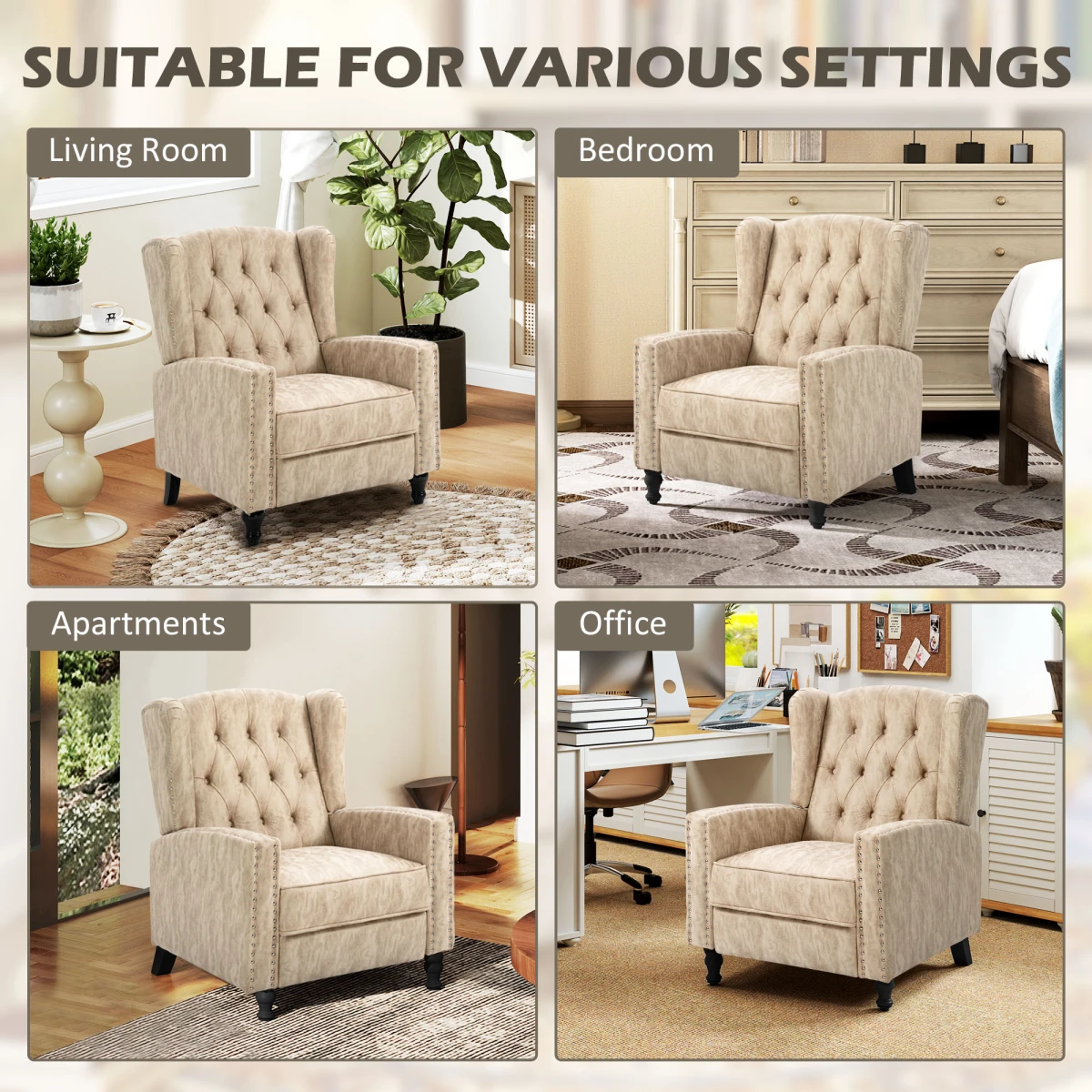 HOMCOM HOMCOM Armchair Standard Footrest Manual Recliner For Home - Armchair