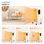 HomCom Oil Filled Radiator Tall LED Display 1630W 7 Fin With Eco Mode And 24 Hour Timer For Home Use by HOMCOM