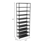 10 Tier Stackable Shoe Rack Storage Shelves - Stainless Steel Frame Holds 50 Pairs Of Shoes - N/A - Home Symphony