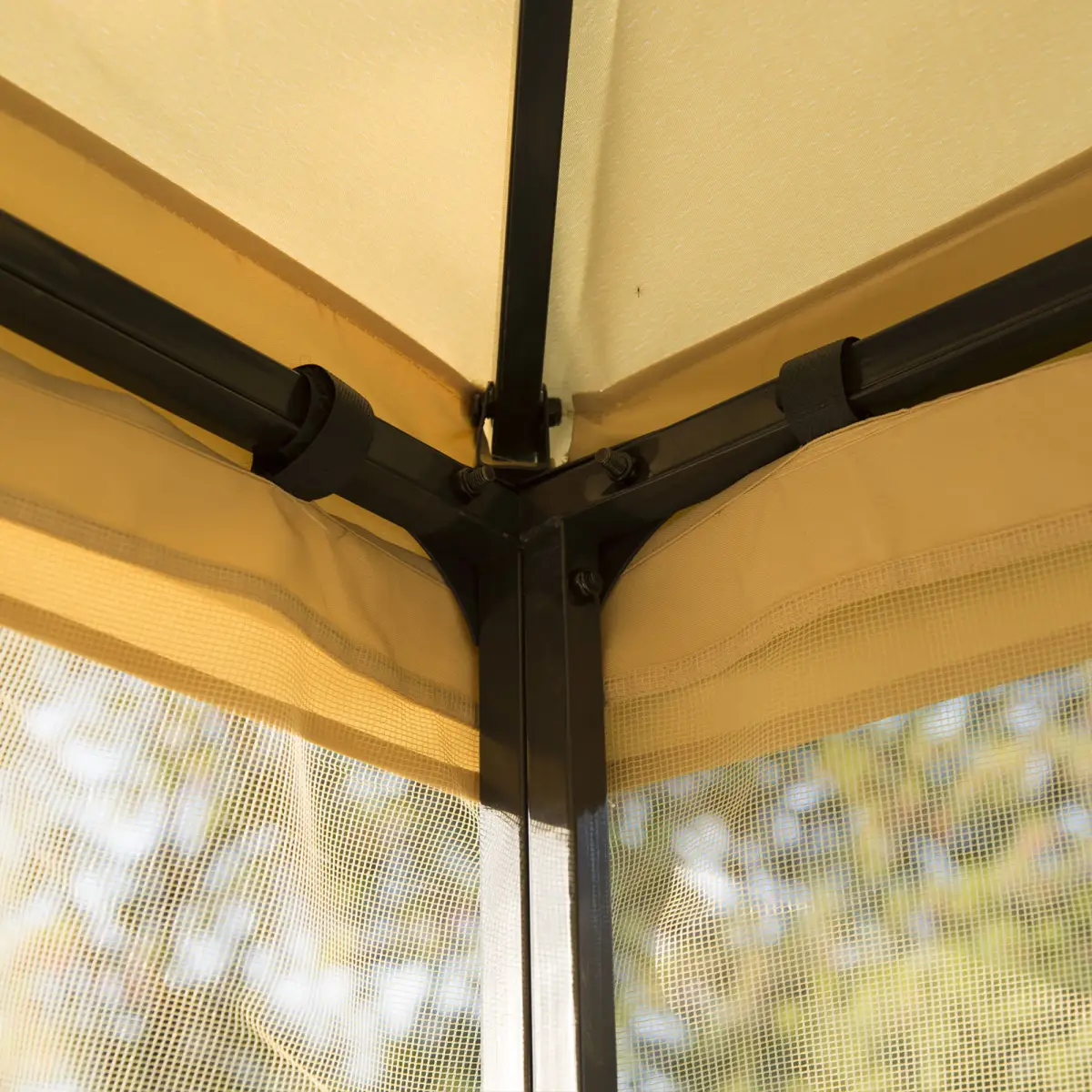 Outsunny 3x3 m Double Top Gazebo-Beige - Gazebos