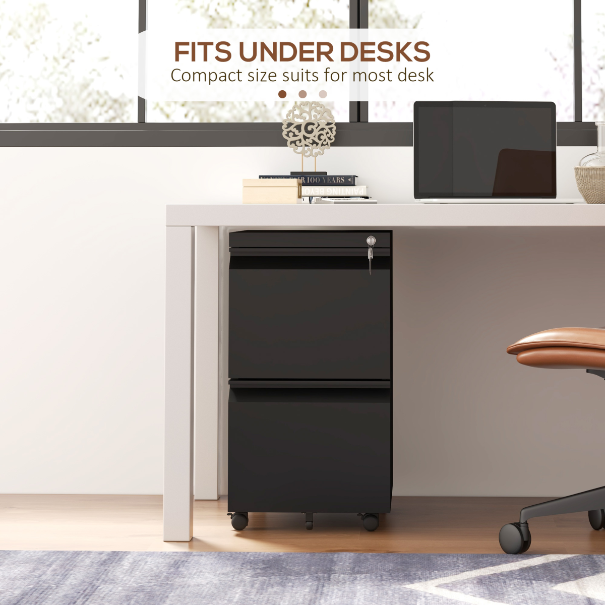 Vinsetto Steel File Cabinet 2-Drawer Lock Office