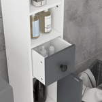 kleankin kleankin Slim Bathroom Cabinet, Toilet Roll Storage w/ Open Shelves, Grey - Display Cabinet