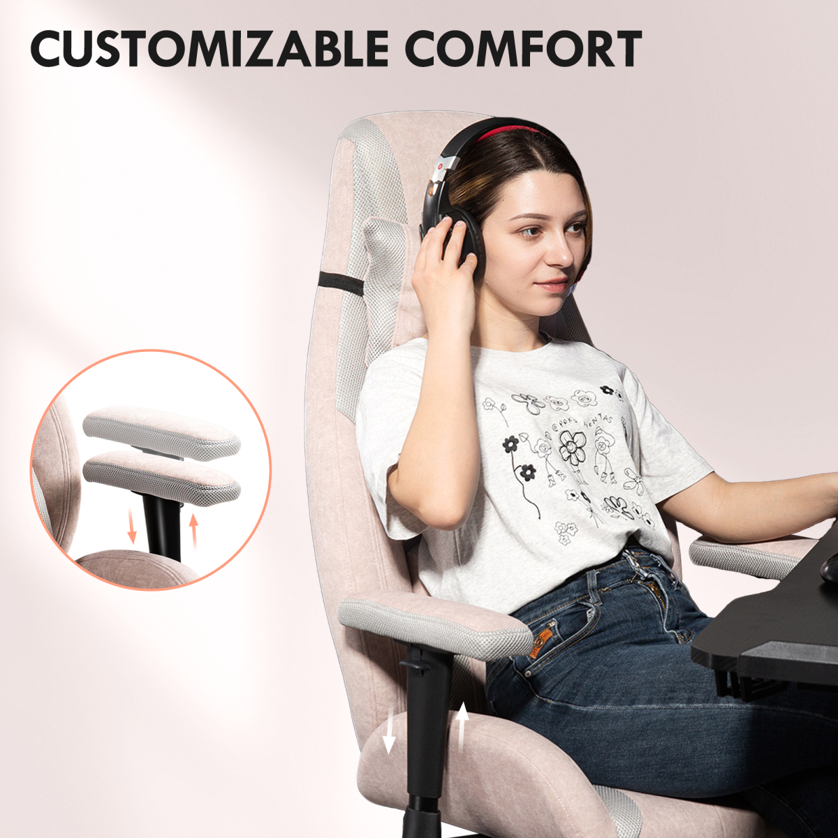 HOMCOM Gaming Chair Standard Size Adjustable Tilt For Gamers with ergonomic back support and breathable fabric.