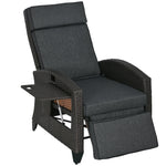 Outsunny Outsunny Outdoor Recliner Chair with Cushion Rattan Reclining Lounge Chair - Uncategorized Recliner