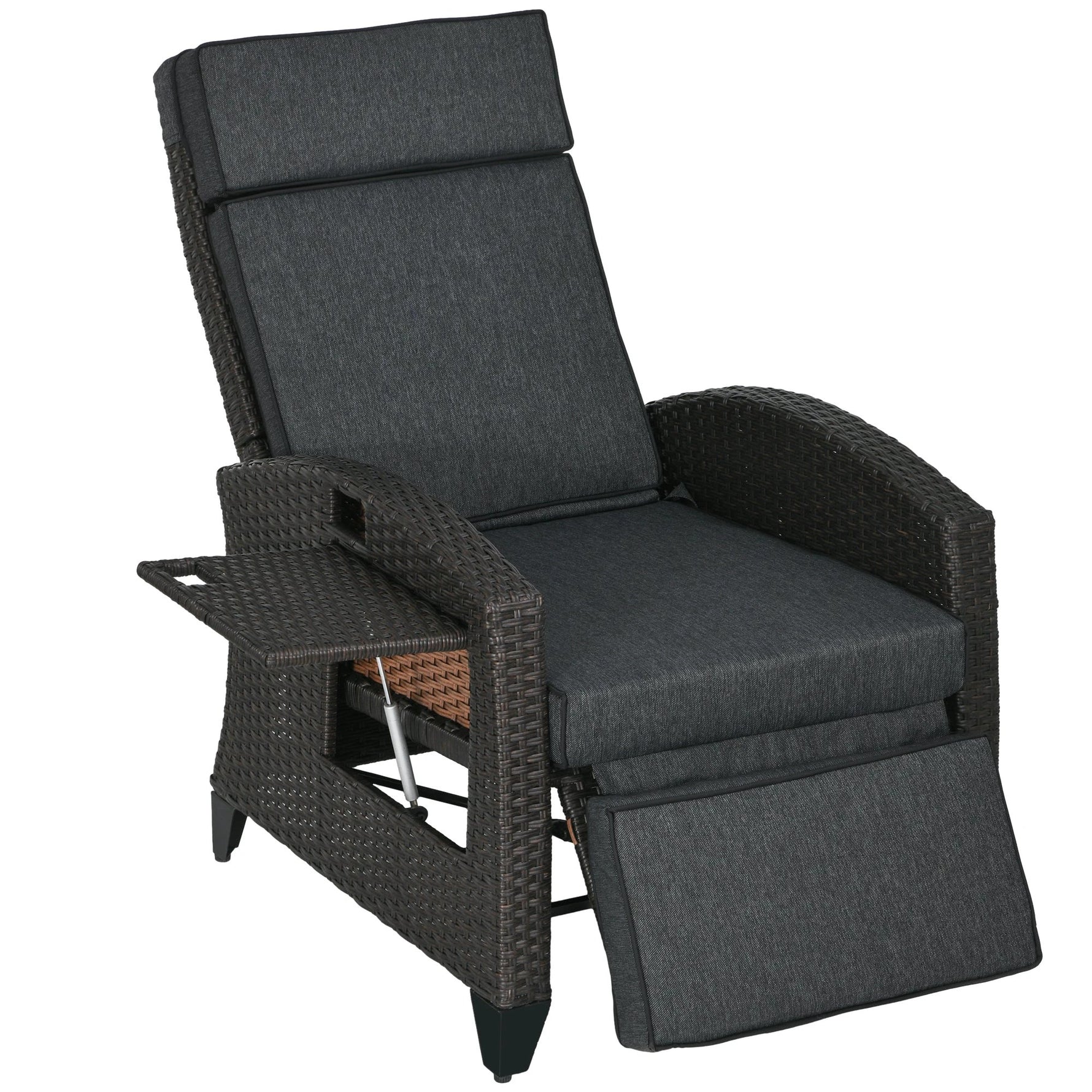 Outsunny Outsunny Outdoor Recliner Chair with Cushion Rattan Reclining Lounge Chair - Uncategorized Recliner