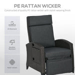 Outsunny Outsunny Outdoor Recliner Chair with Cushion Rattan Reclining Lounge Chair - Uncategorized Recliner