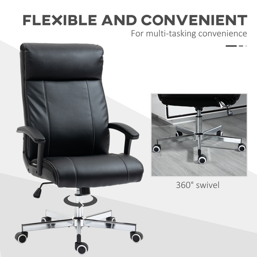 Vinsetto Massage Office Chair PU Leather Computer Chair w/ Tilt Function Black offers style, comfort, and 360° swivel convenience.