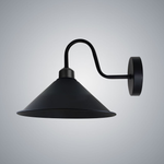Premium Wall Light 8In Cone Shade Swan Neck E27 For Home by Home Symphony, matte black wall sconce.