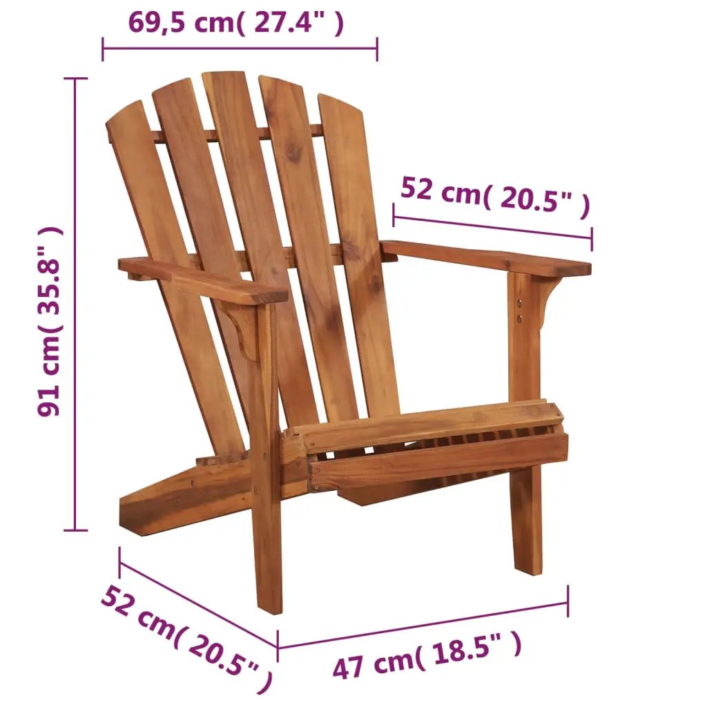 vidaXL vidaXL Garden Adirondack Chair Solid Acacia Wood - Garden Chairs