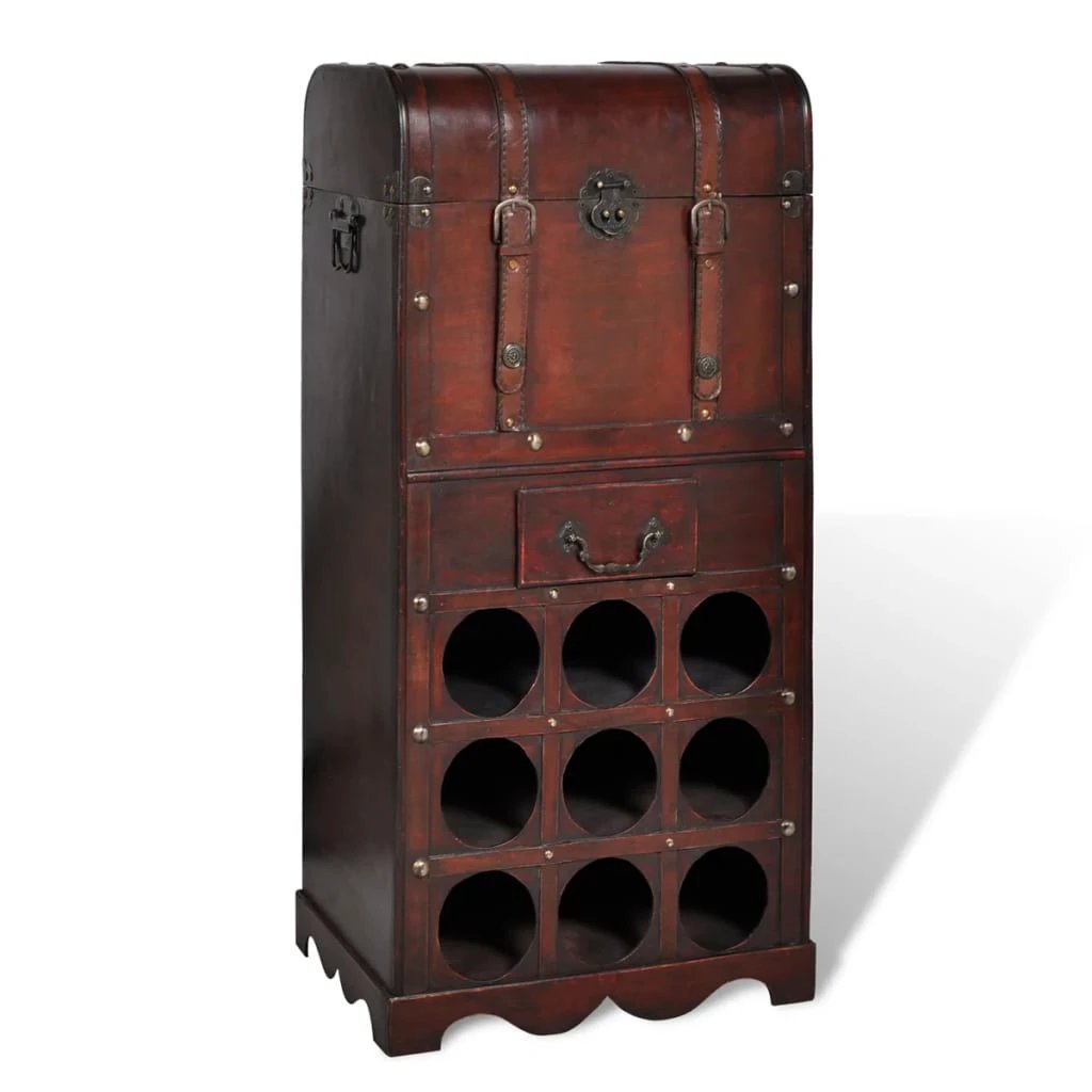 vidaXL vidaXL Wooden Wine Rack for 9 Bottles with Storage - Wine Rack