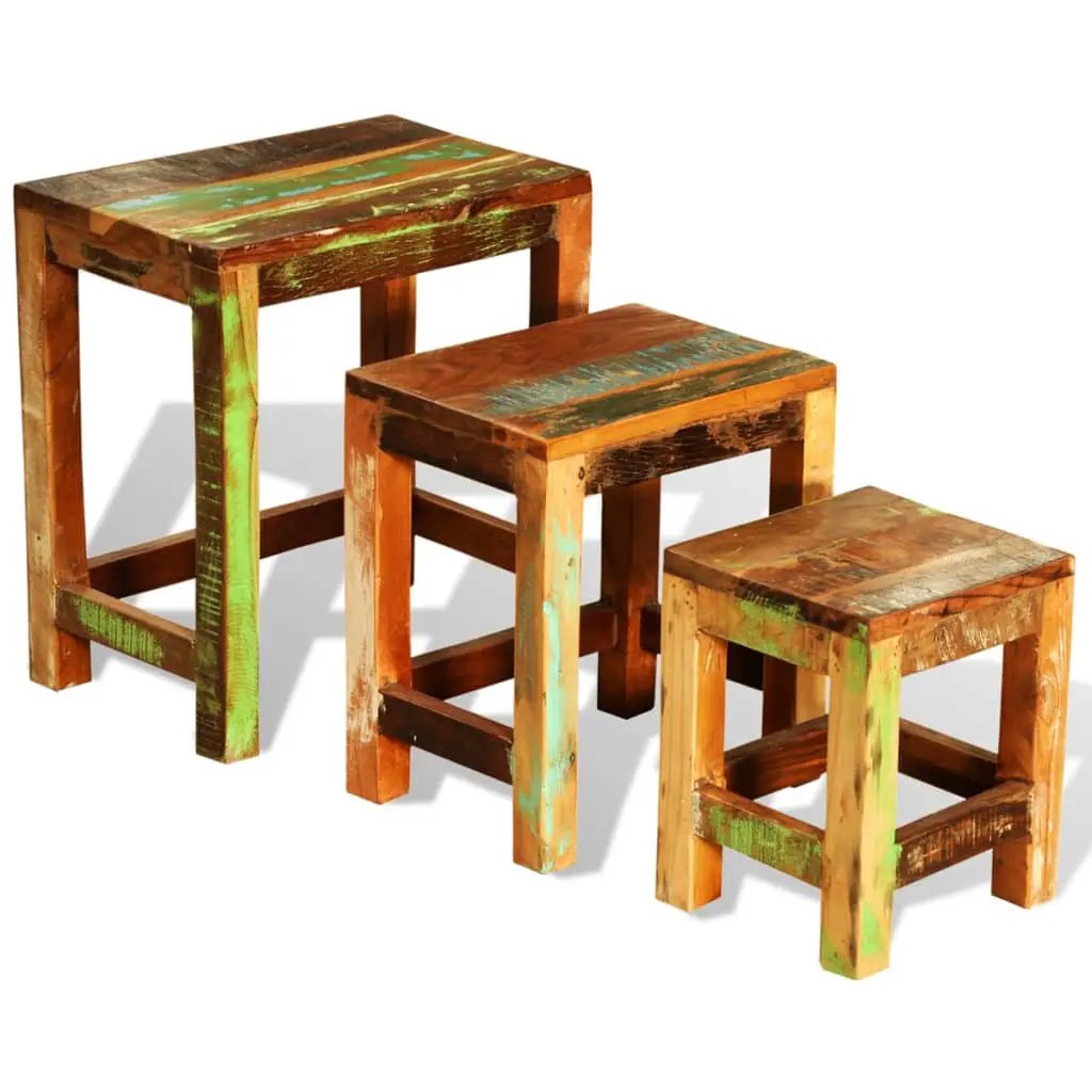 vidaXL vidaXL Nesting Table Set 3 Pieces Vintage Reclaimed Wood - Nest of Tables