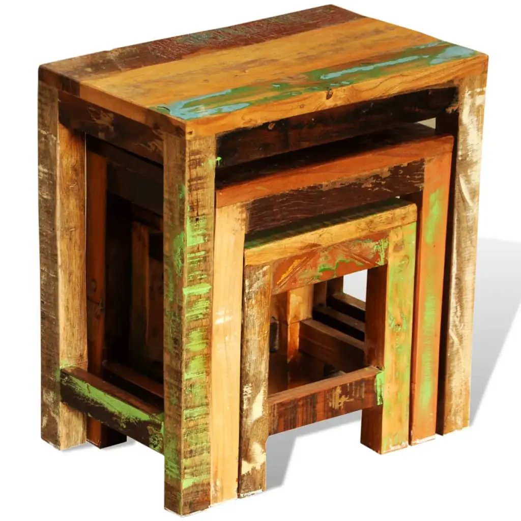 vidaXL vidaXL Nesting Table Set 3 Pieces Vintage Reclaimed Wood - Nest of Tables