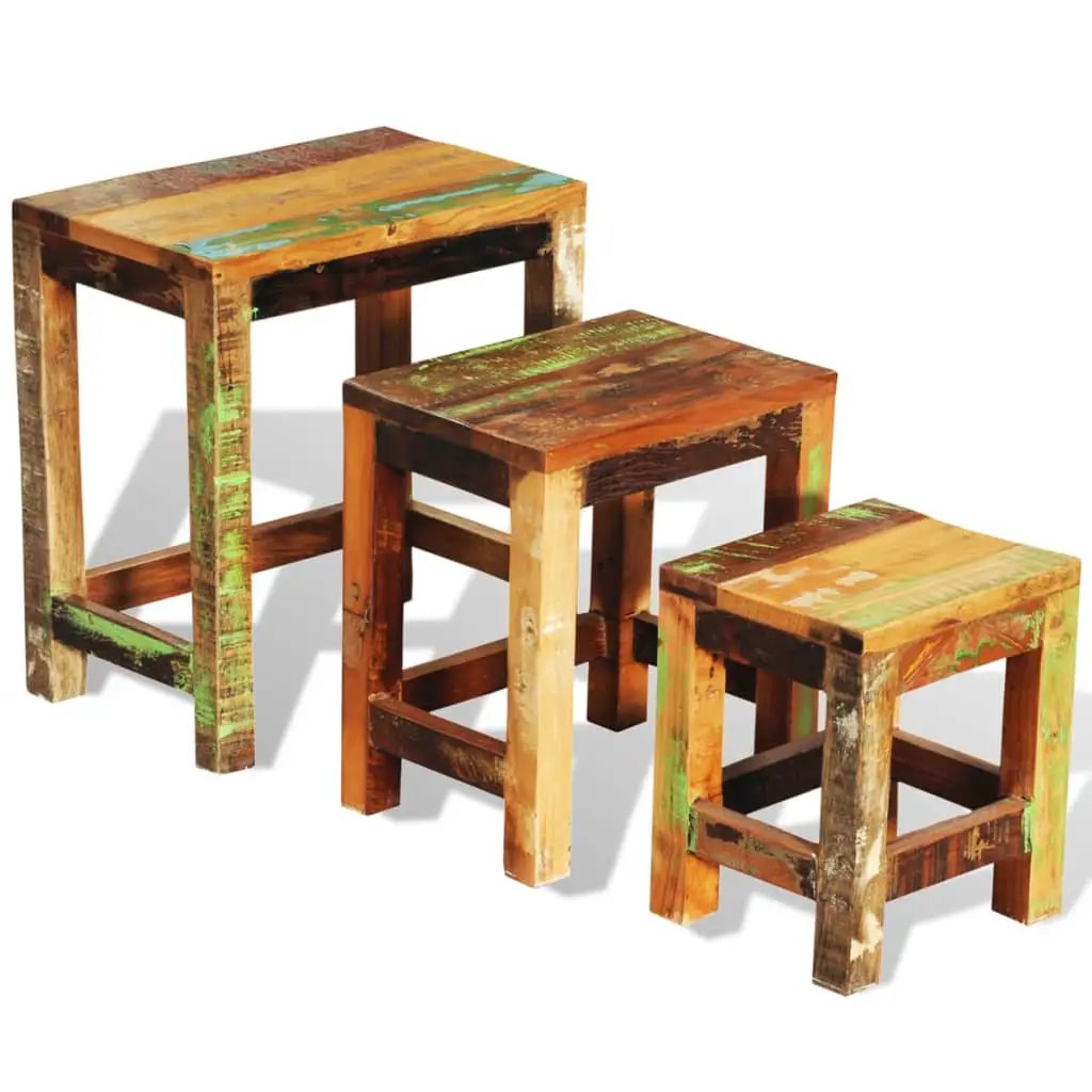 vidaXL vidaXL Nesting Table Set 3 Pieces Vintage Reclaimed Wood - Nest of Tables