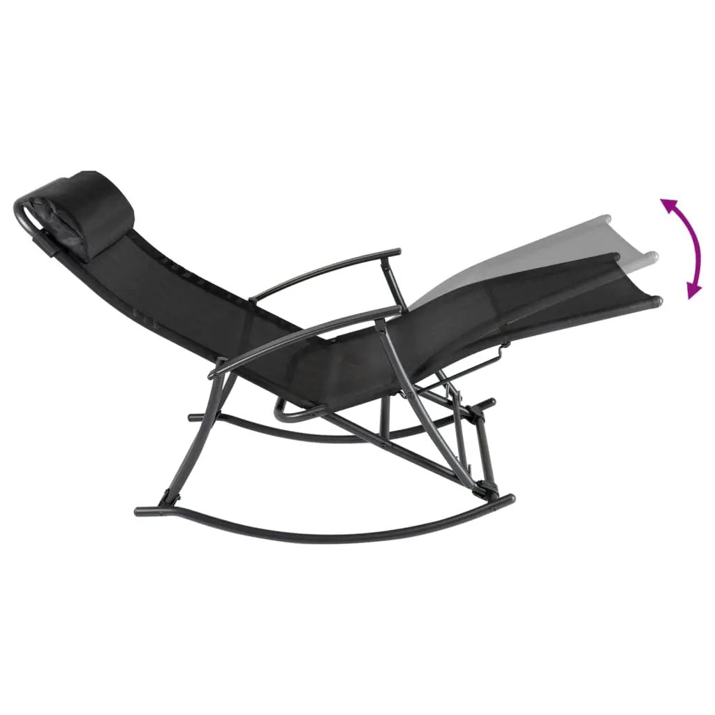 vidaXL vidaXL Garden Rocking Chair Steel and Textilene Black - Garden Chairs