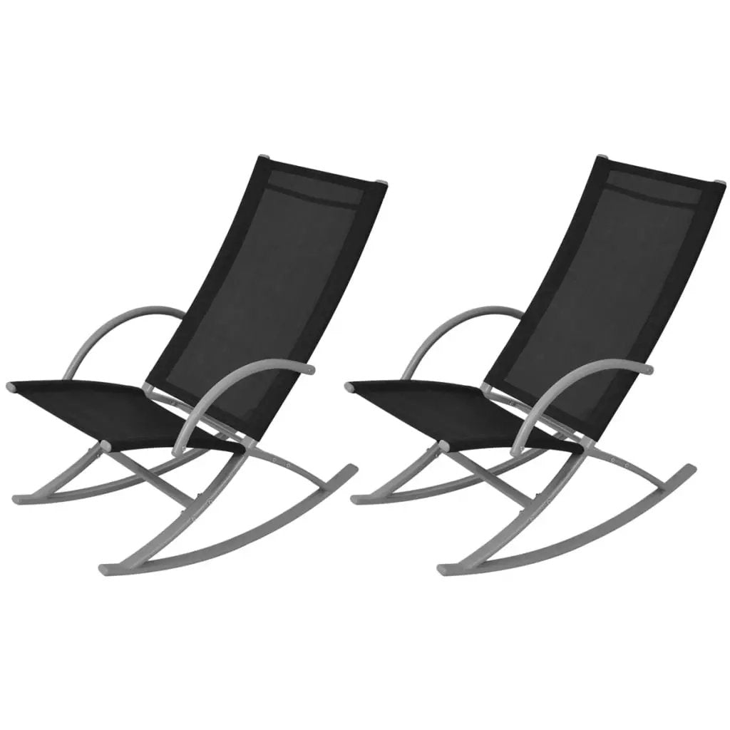 vidaXL vidaXL Garden Rocking Chairs 2 pcs Steel and Textilene Black - Garden Chairs