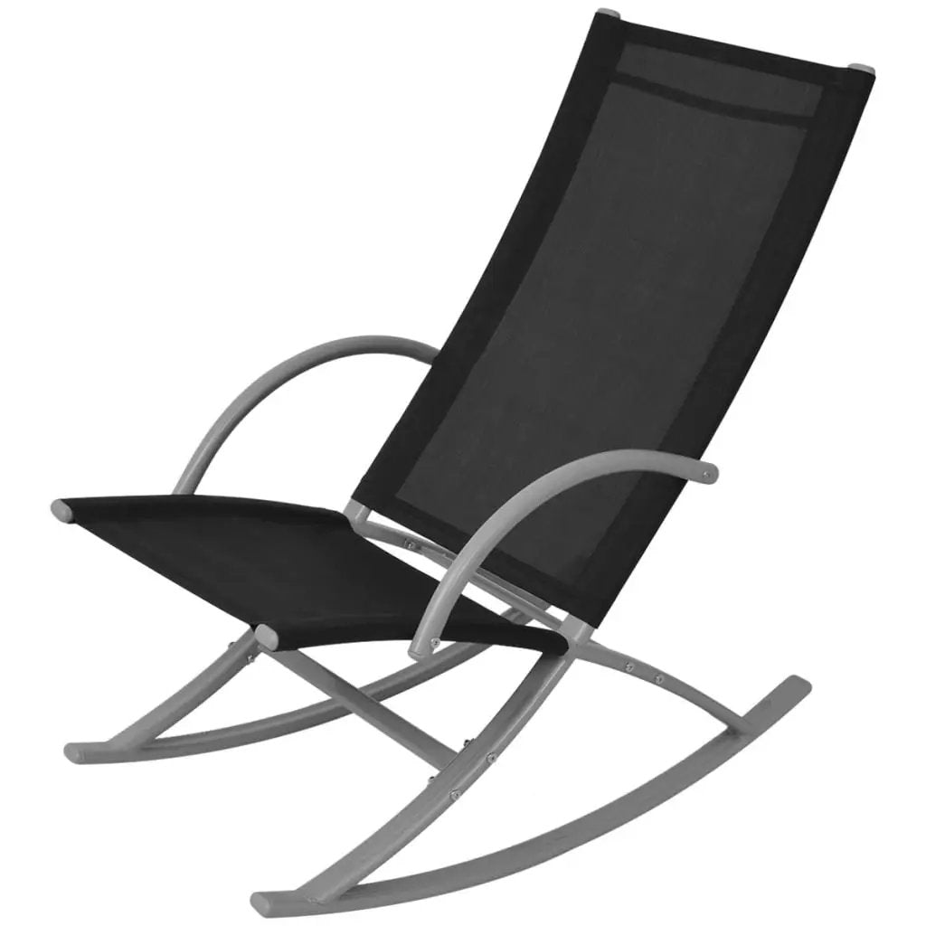 vidaXL vidaXL Garden Rocking Chairs 2 pcs Steel and Textilene Black - Garden Chairs