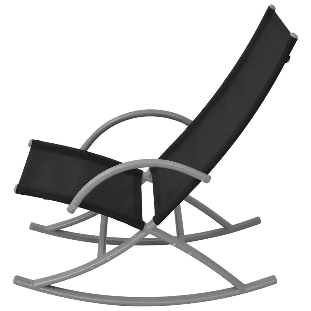 vidaXL vidaXL Garden Rocking Chairs 2 pcs Steel and Textilene Black - Garden Chairs
