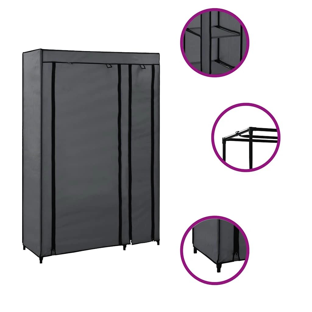 vidaXL vidaXL Folding Wardrobe Grey 110x45x175 cm Fabric - Wardrobe