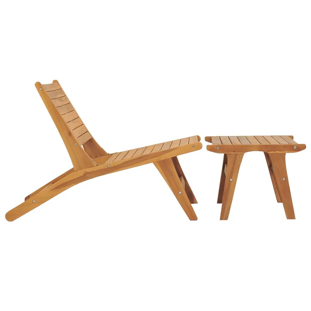 vidaXL vidaXL Garden Chair with Footrest Solid Teak Wood - Garden Chairs