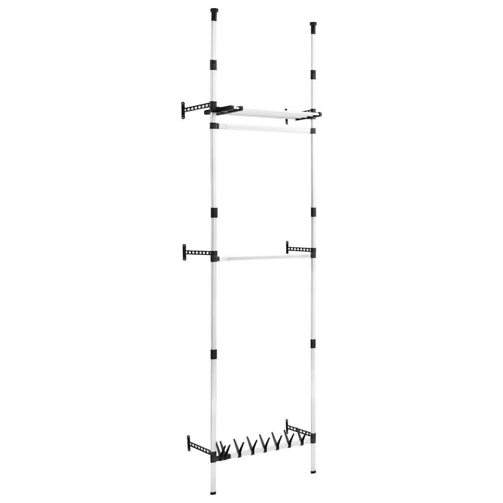 vidaXL vidaXL Telescopic Wardrobe System with Rods and Shelf Aluminium - Wardrobe