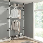 vidaXL vidaXL Telescopic Wardrobe System with Rods and Shelf Aluminium - Wardrobe