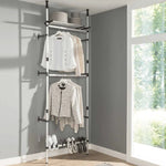 vidaXL vidaXL Telescopic Wardrobe System with Rods and Shelf Aluminium - Wardrobe