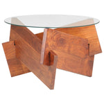 vidaXL Coffee Table 60 cm Solid Acacia Wood Glass Top Round Honey Brown Finish Living Room - vidaXL - Home Symphony
