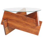 vidaXL Coffee Table 60 cm Solid Acacia Wood Glass Top Round Honey Brown Finish Living Room - vidaXL - Home Symphony