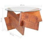 vidaXL Coffee Table 60 cm Solid Acacia Wood Glass Top Round Honey Brown Finish Living Room - vidaXL - Home Symphony