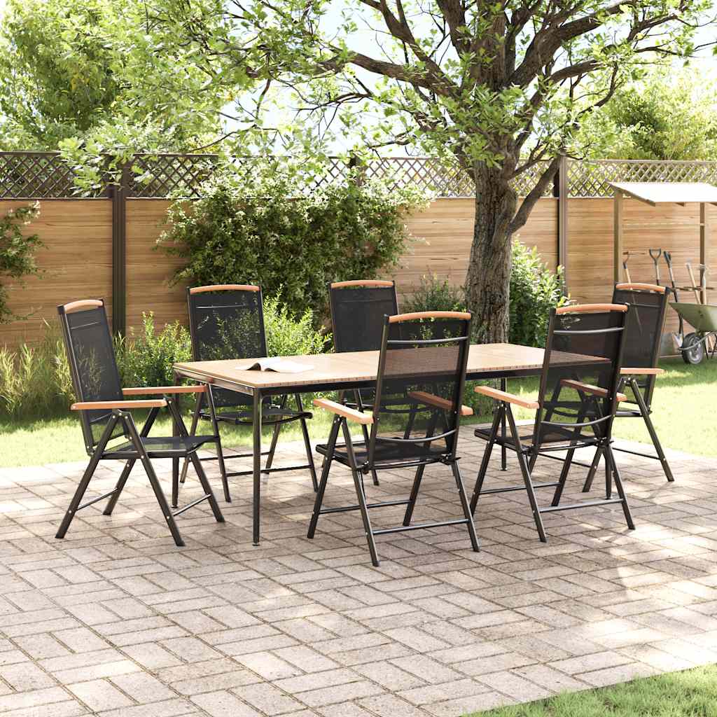 vidaXL vidaXL Folding Garden Chairs 6 pcs Textilene Black - Garden Chairs