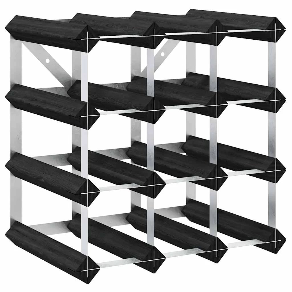 vidaXL vidaXL Wine Rack for 12 Bottles Black Solid Pine Wood - Wine Rack