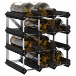 vidaXL vidaXL Wine Rack for 12 Bottles Black Solid Pine Wood - Wine Rack