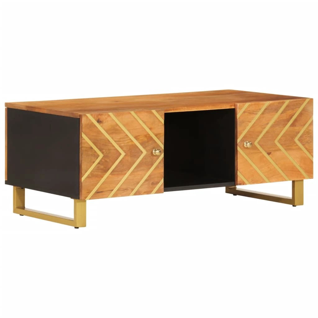 VidaXL Coffee Table 100x54x40 Cm Solid Mango Wood Chevron Inlay Living Room Decor by vidaXL