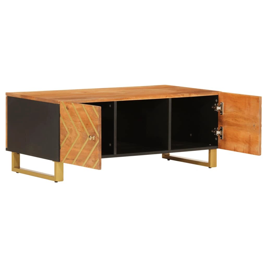 VidaXL Coffee Table 100x54x40 Cm Solid Mango Wood Chevron Inlay Living Room Decor by vidaXL