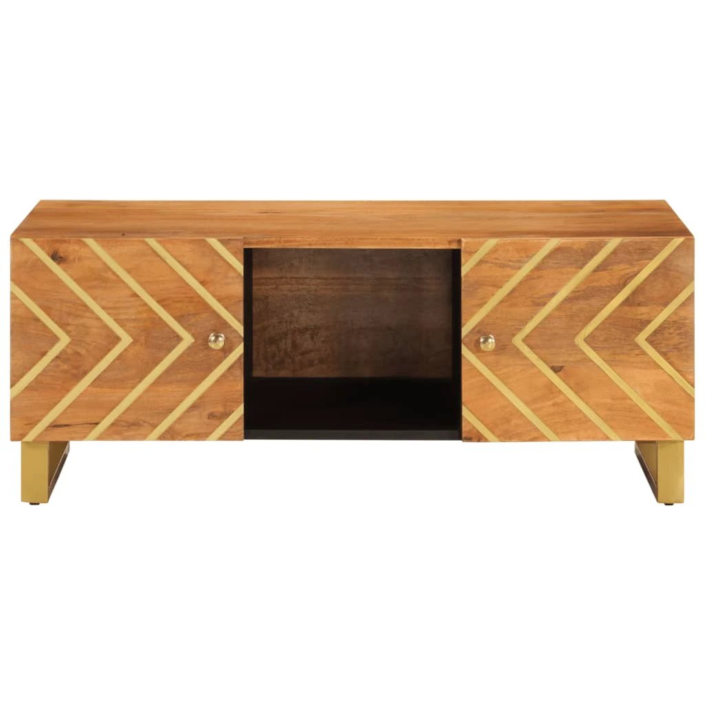 VidaXL Coffee Table 100x54x40 Cm Solid Mango Wood Chevron Inlay Living Room Decor by vidaXL