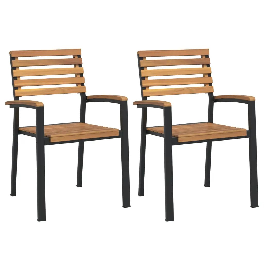 vidaXL vidaXL Stackable Garden Chairs 2 pcs Solid Wood Acacia and Metal - Garden Chairs