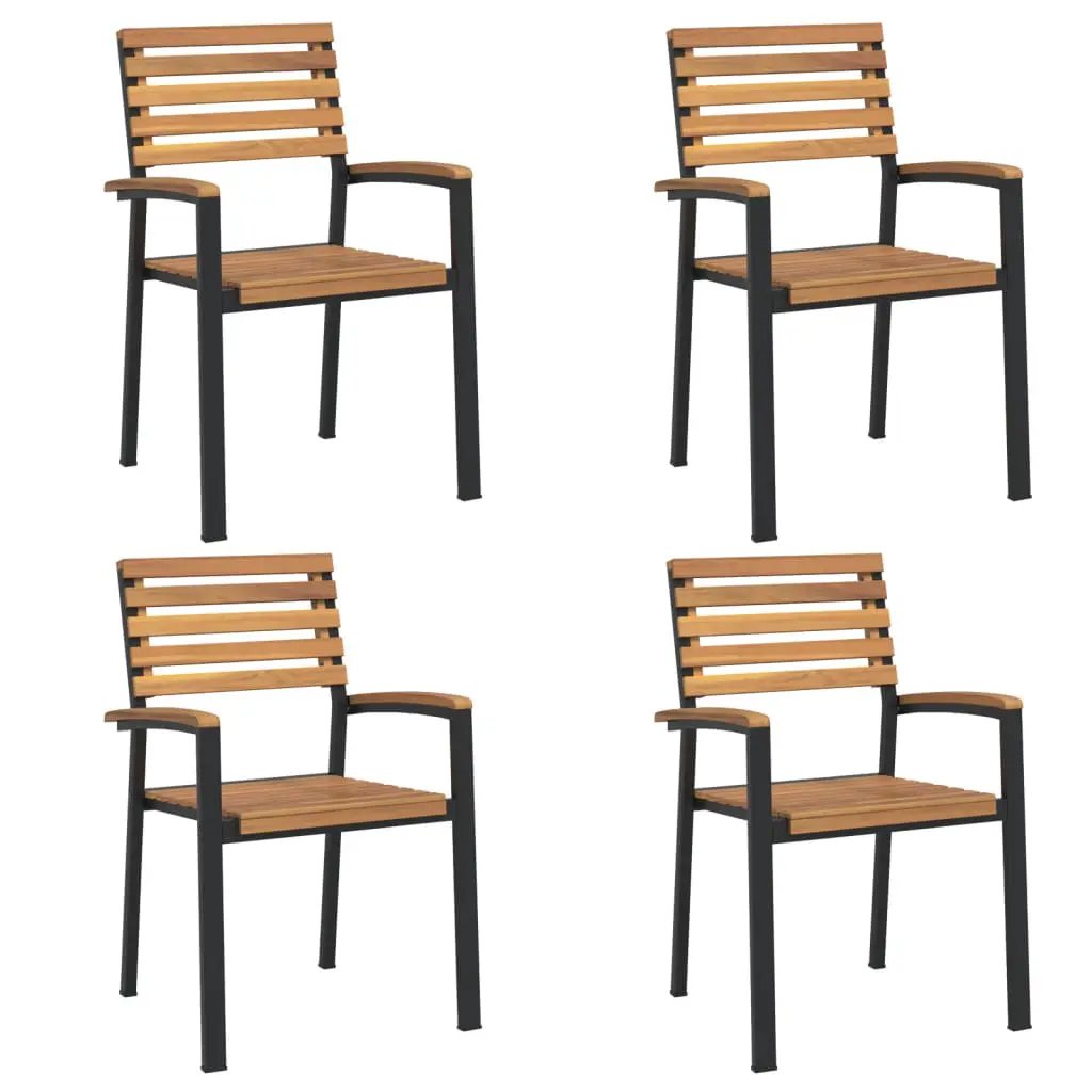 vidaXL vidaXL Stackable Garden Chairs 4 pcs Solid Wood Acacia and Metal -