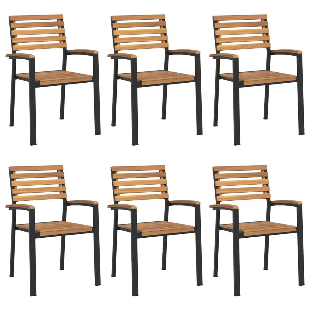 vidaXL vidaXL Stackable Garden Chairs 6 pcs Solid Wood Acacia and Metal - Garden Chairs