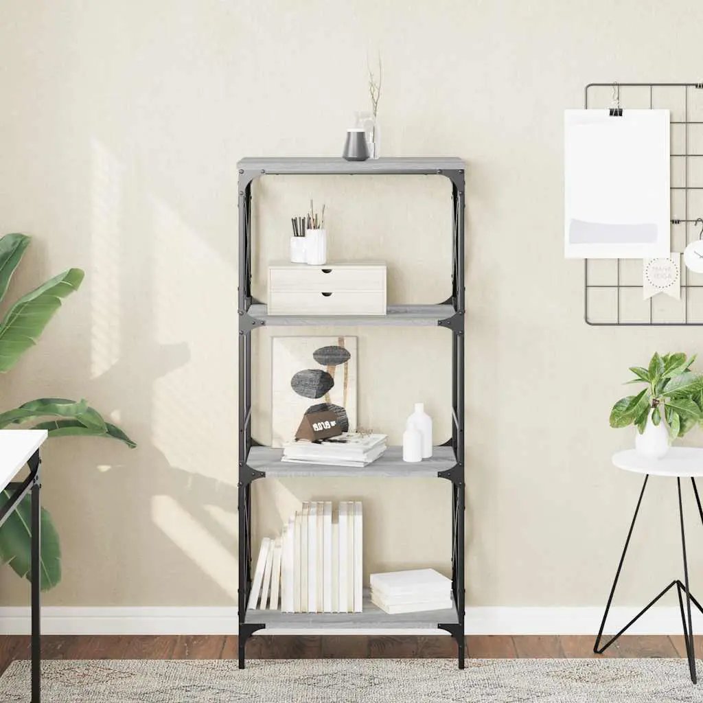 vidaXL vidaXL Bookcase 4-Tier Grey Sonoma 59x35x132 cm Engineered Wood - Bookcase