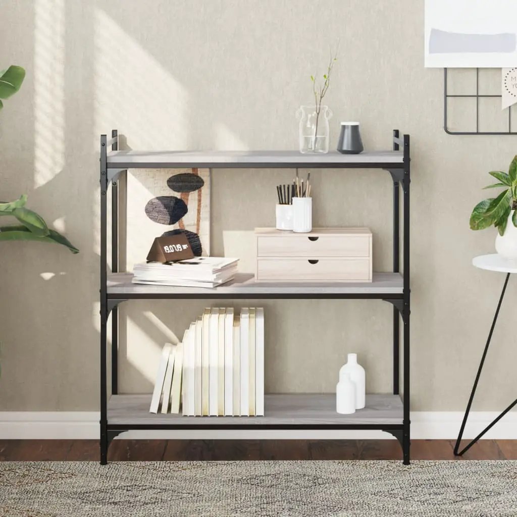 vidaXL vidaXL Bookcase 3-Tier Grey Sonoma 80x30x86 cm Engineered Wood - Bookcase