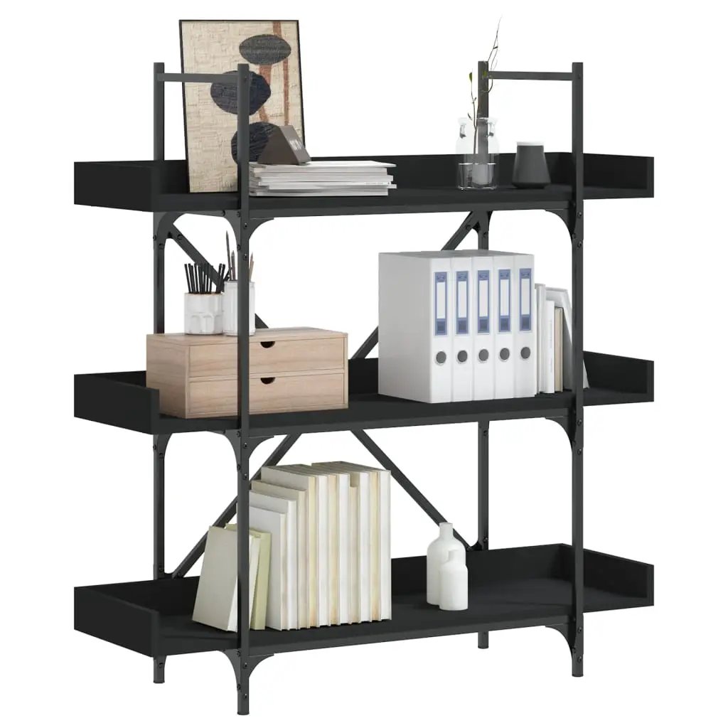 vidaXL vidaXL Bookcase 3-Tier Black 100x33x108.5 cm Engineered Wood - Bookcase