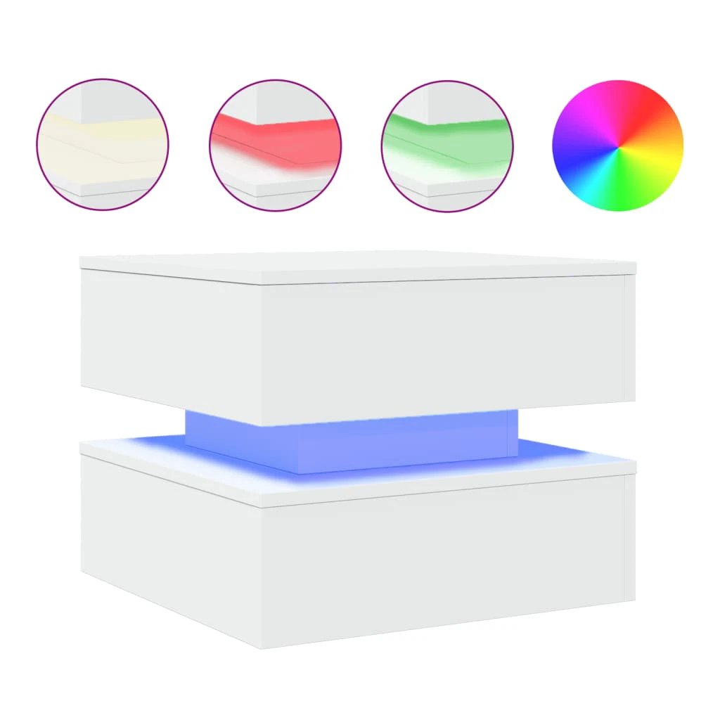 VidaXL Coffee Table 50x50x40 cm LED Living Room by vidaXL
